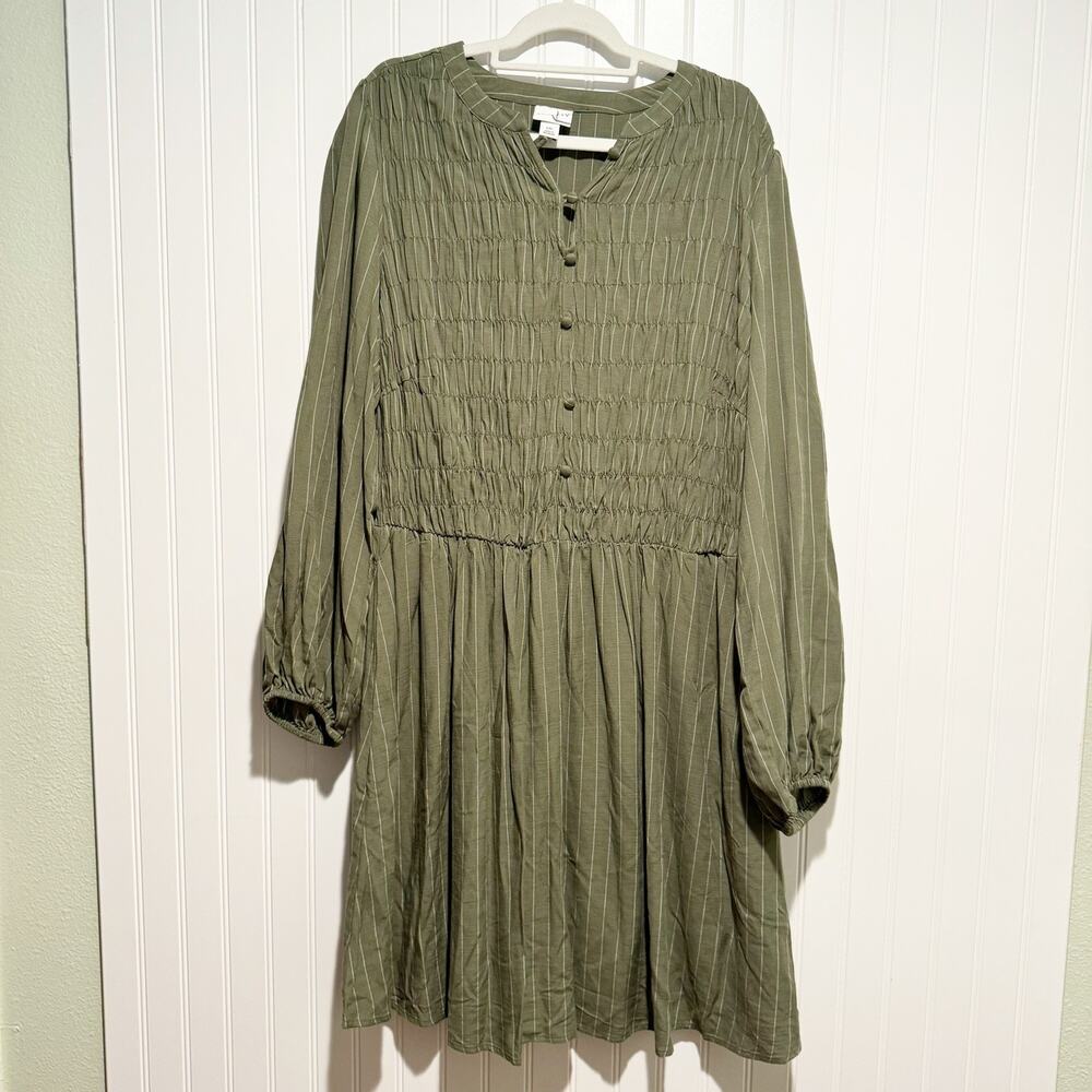 Ava Viv Green Striped Smocked Dress Size XXL - Picture 2 of 8